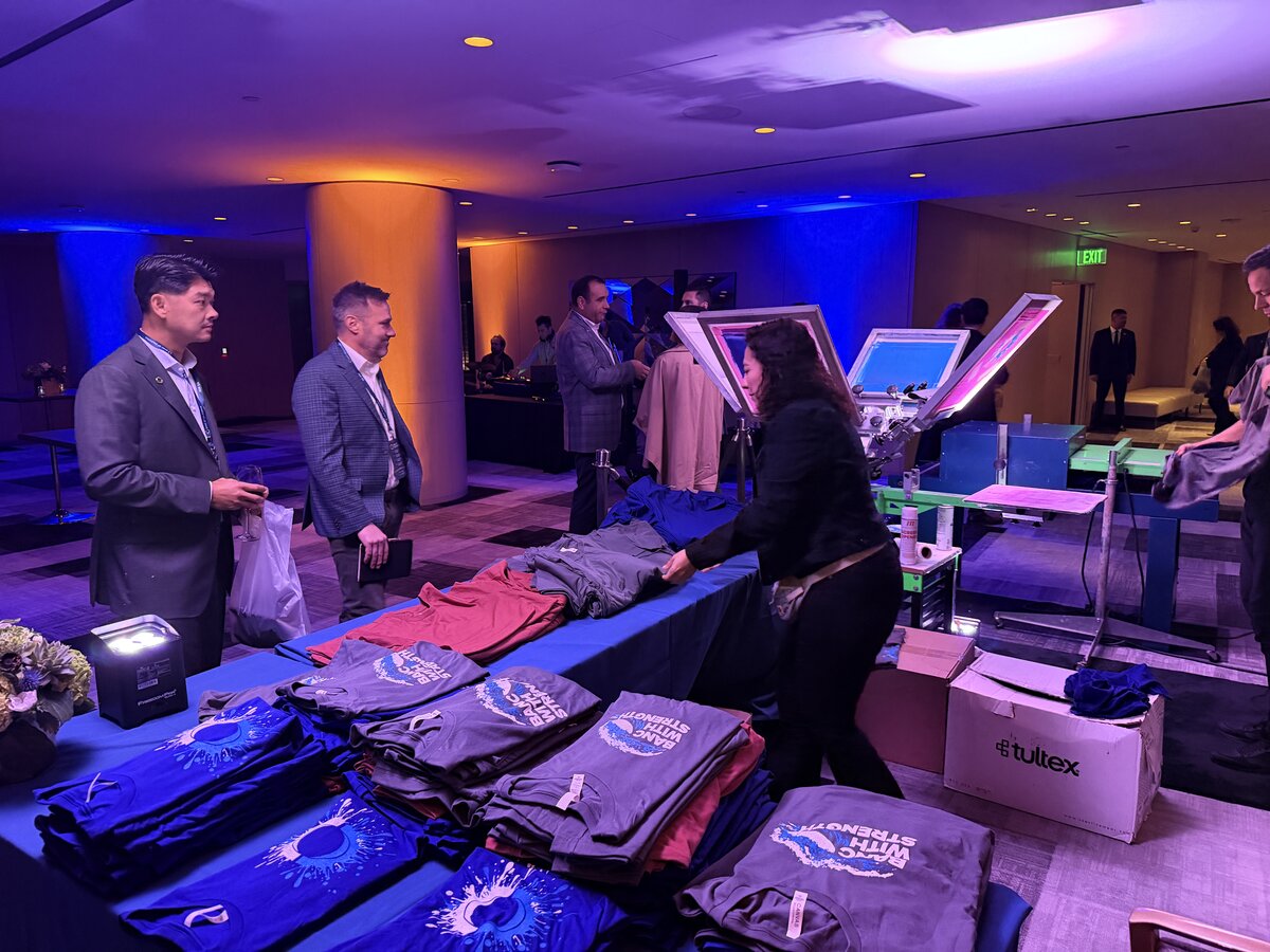 Pre-event staging for a live merch activation for Live Embroidery Services